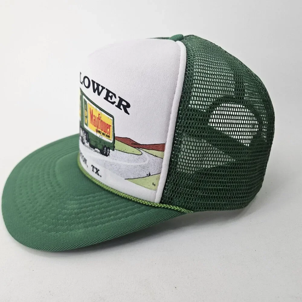 Vintage Mayflower Moving Company Trucker Hat Kelly Caps Green White Snapback